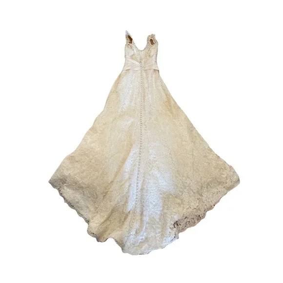 Paloma Blanca  Lace Sleeveless Wedding Dress  Small - Picture 7 of 8